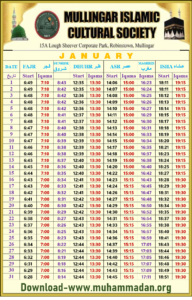 مولینگار میں نمازوں کے اوقات